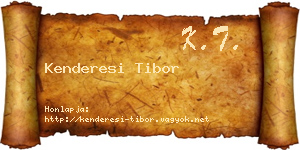 Kenderesi Tibor névjegykártya